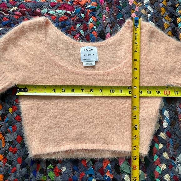 RVCA Pink Fuzzy Cropped Short Sleeve Sweater Women's Size Small Preppy Girly - Picture 16 of 16